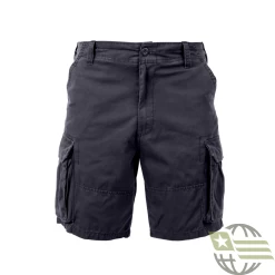 Black Vintage Paratrooper, Zipper Fly, 6 Pockets - Cargo Shorts