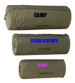 Embroidered Olive Two Way Zippered Duffle Bag - Heavyweight Duffel