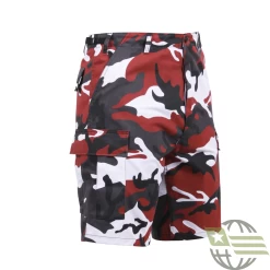 Red Camo Shorts, Button Fly, 6 Pockets, Perfect Fit - BDU Shorts