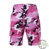 Pink Camo BDU Shorts - Button Fly, Six Pockets, Durable Cotton