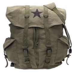 Large Vintage Canvas Weekender Military Backpack -Fashion-Military Uniform 9158 hr