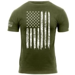 Distressed US Flag Athletic Fit T-Shirt -Fashion-Military Uniform american flag t shirt od