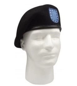 US Military Wool Black Beret With Flash