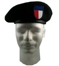 US Military Wool Black Beret With Texas State Guard Flash