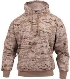 Fleece Lined Pullover Desert Digital Camo Hoodie Sweatshirt