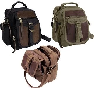 Canvas & Leather Travel Shoulder Bag 1 Canvas & Leather Travel Shoulder Bag