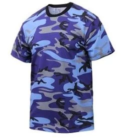 Electric Blue Camo T Shirts -Fashion-Military Uniform electric blue camo tshirt
