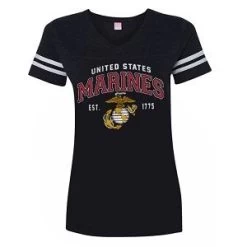 Marines Ladies Eagle Globe & Anchor EST. 1775 T-Shirt -Fashion-Military Uniform ladies marines t shirt