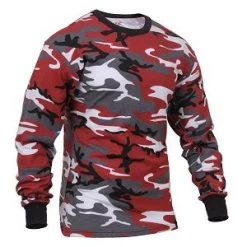 Long Sleeve Red Camo T Shirt