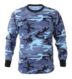 Long Sleeve Sky Blue Camo T-Shirt