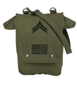 Canvas Map Case Shoulder Bag W/ Military Patches 1 Canvas Map Case Shoulder Bag W/ Military Patches
