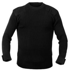 Commando Uniform Crew Neck Acrylic Military Sweater -Fashion-Military Uniform military crewneck sweater black
