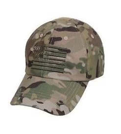 Licensed Multicam Camouflage Ball Cap W/ Embroidered American Flag
