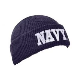 Navy Watch Cap With Navy Text