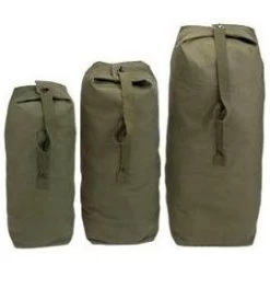 Olive Top Load Canvas Duffel Bag With Shoulder Strap - Heavyweight Duffle
