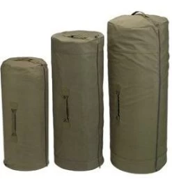 Olive Zippered Canvas Duffel Bags Attached D Ring - Heavyweight Duffle