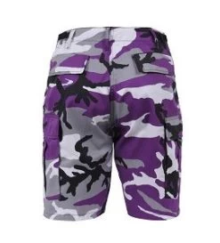 Purple Camo, Button Fly, Six Pockets, Adjustable Waist - BDU Shorts 5 Purple Camo, Button Fly, Six Pockets, Adjustable Waist - BDU Shorts -Fashion-Military Uniform purple camo shorts back
