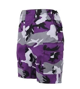Purple Camo, Button Fly, Six Pockets, Adjustable Waist - BDU Shorts 3 Purple Camo, Button Fly, Six Pockets, Adjustable Waist - BDU Shorts - Image 3