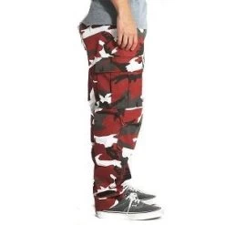 Red Camo Cargo Pants -Fashion-Military Uniform right side view red camo cargo pants male model 1