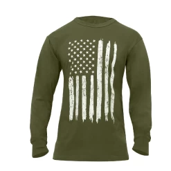 US Flag Long Sleeve T-Shirt -Fashion-Military Uniform rot329od
