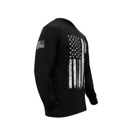 US Flag Long Sleeve T-Shirt -Fashion-Military Uniform rot334blk