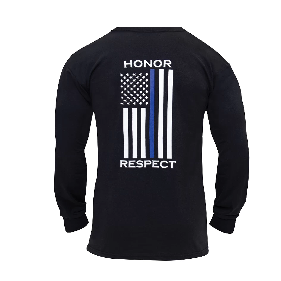 Thin Blue Line Honor And Respect Long Sleeve T-Shirt 2 Thin Blue Line Honor And Respect Long Sleeve T-Shirt - Image 2