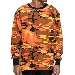 Long Sleeve Savage Orange Camo Shirt -Fashion-Military Uniform savage orange camo long sleeve t shirt