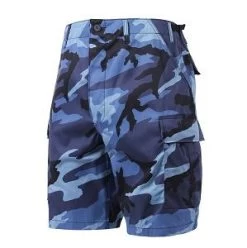 Camo Sky Blue, Adjustable Waist Tabs, Button Fly, Six Pockets - Camo Shorts -Fashion-Military Uniform sky blue camo bdu shorts 4