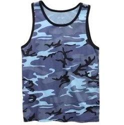 Sky Blue Camouflage Tank Top -Fashion-Military Uniform sky blue camo tank top