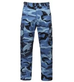 Sky Blue Camouflage BDU Pants -Fashion-Military Uniform sky blue camo pants front