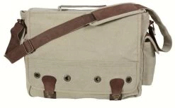 Leather & Canvas Trailblazer Laptop Bag Khaki -Fashion-Military Uniform trailblazer khaki