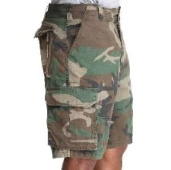 Woodland Camo Vintage Paratrooper, Six Pockets, Zipper Fly - Cargo Shorts -Fashion-Military Uniform vintage camo paratrooper shorts 2