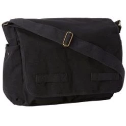 Black Classic HW Cotton Canvas Messenger Bag