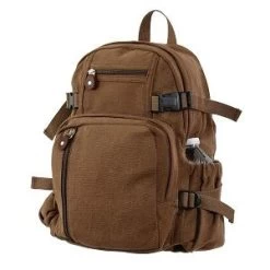 Mini Vintage Compact Canvas Military Style Backpack -Fashion-Military Uniform vintage compact backpack brown