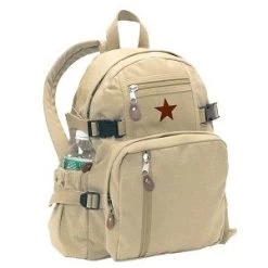 Vintage Khaki W/Red Star Military Canvas Mini Backpack