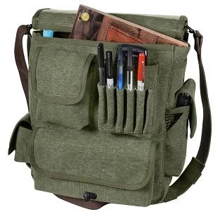 Stone Washed Vintage M51 Classic Messenger Bag W/Leather Accents 3 Stone Washed Vintage M51 Classic Messenger Bag W/Leather Accents - Image 3