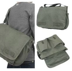 Black Classic HW Cotton Canvas Messenger Bag -Fashion-Military Uniform vintage messenger bag unwashed canvas olive drab new
