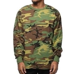 Long Sleeve Camo T-Shirt -Fashion-Military Uniform woodland camo long sleeve t shirt