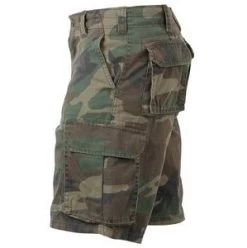 Woodland Camo Vintage Paratrooper, Six Pockets, Zipper Fly - Cargo Shorts -Fashion-Military Uniform woodland camo vintage shorts 2