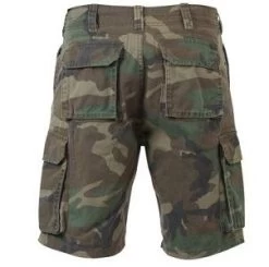 Woodland Camo Vintage Paratrooper, Six Pockets, Zipper Fly - Cargo Shorts -Fashion-Military Uniform woodland camo vintage shorts 3